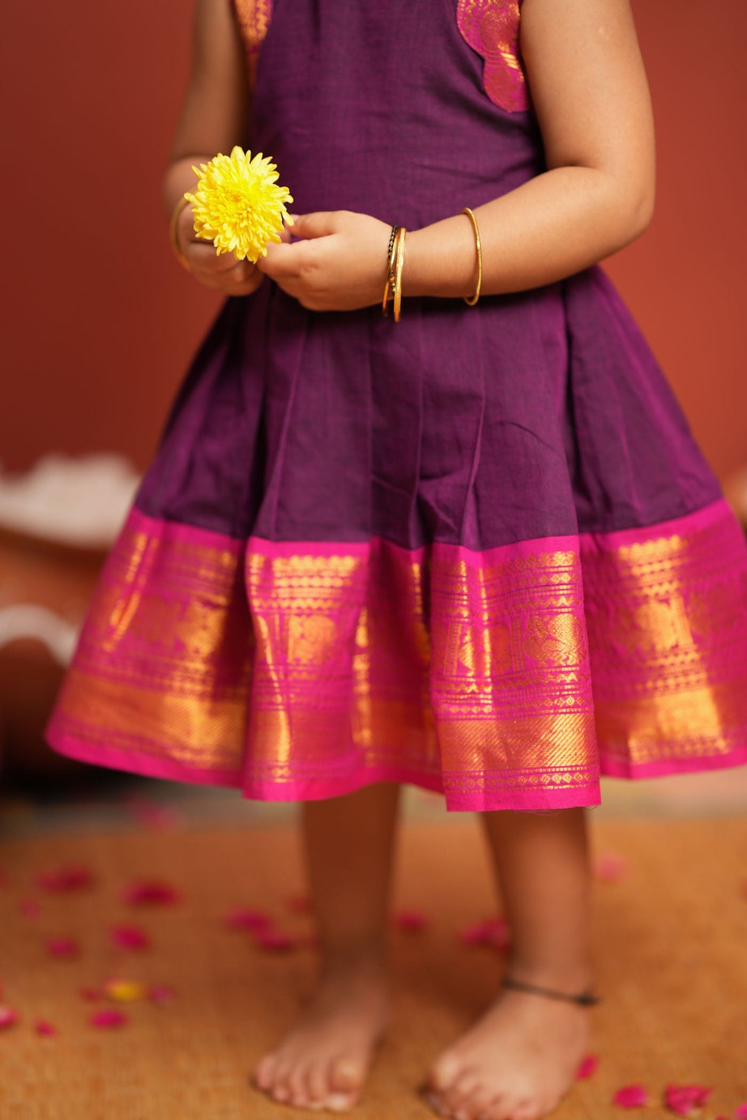 Tamizh Violet Frock Mini | Made To Order | SHOBITAM
