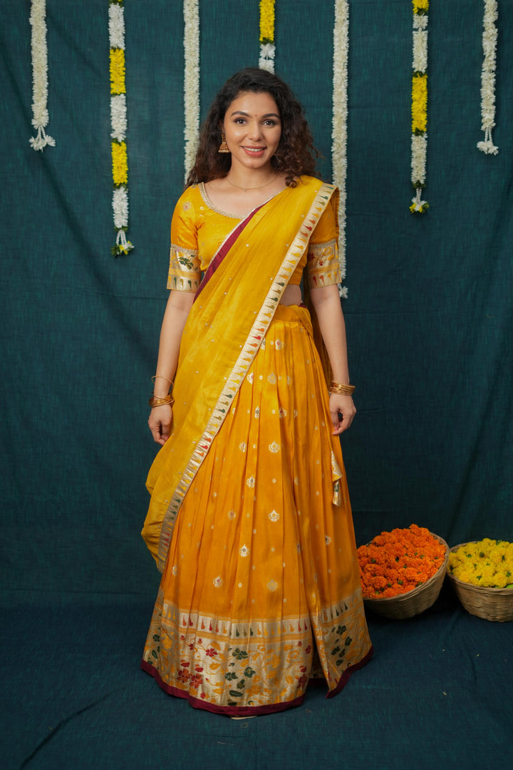 Maithiri Yellow Half Saree Set | Made To Order