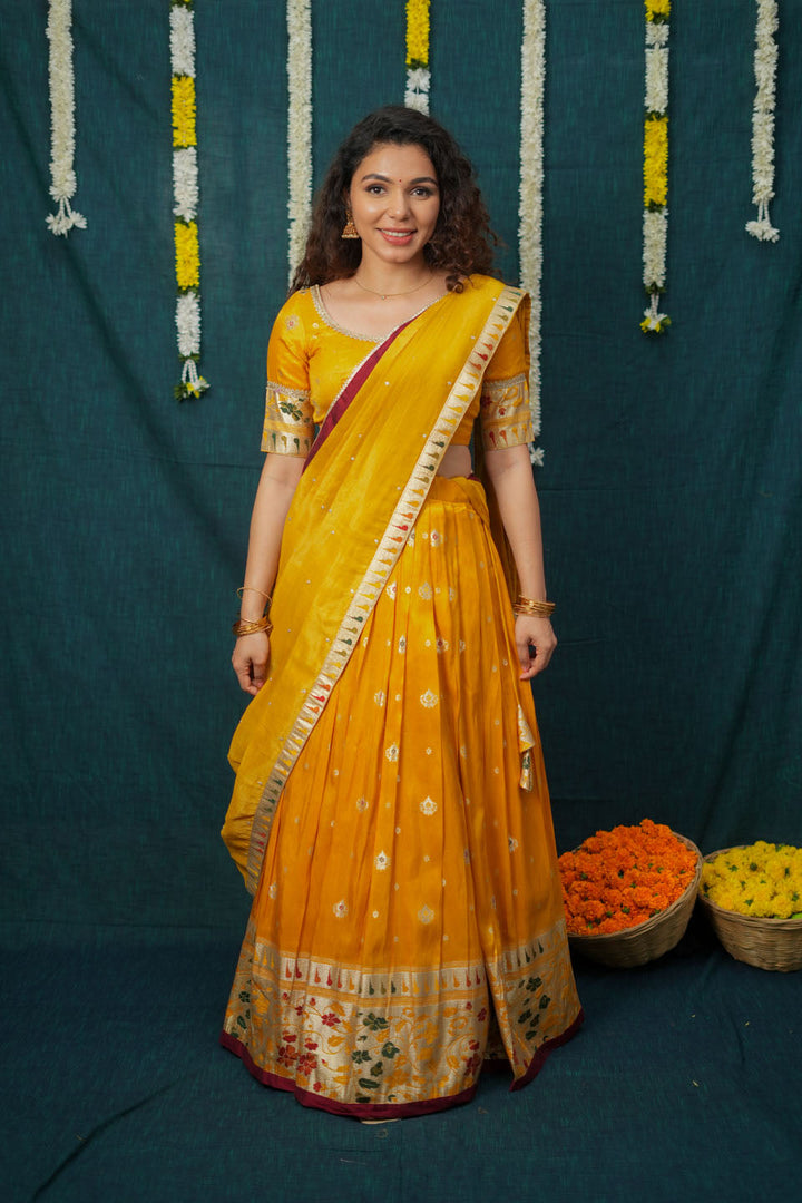 Maithiri Yellow Half Saree Set | SHOBITAM