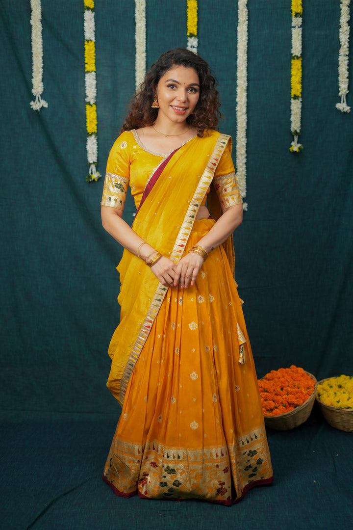 Maithiri Yellow Half Saree Set | SHOBITAM