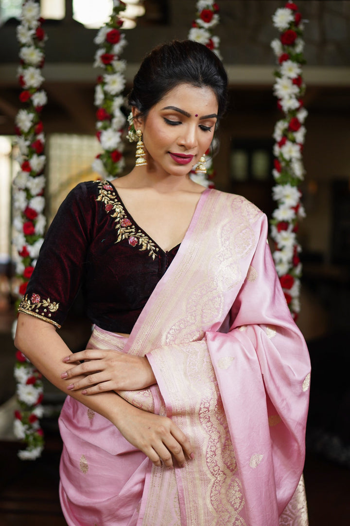 Maroon Velvet Blouse with Zardosi work Mix and Match Blouse for saree, Made to Order