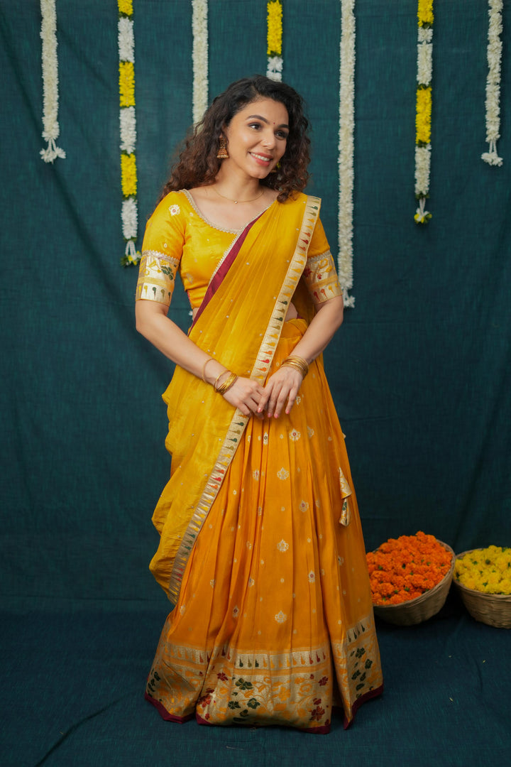 Maithiri Yellow Half Saree Set | Made To Order