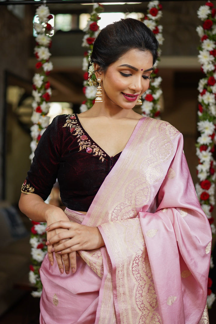 Maroon Velvet Blouse with Zardosi work Mix and Match Blouse for saree, Made to Order