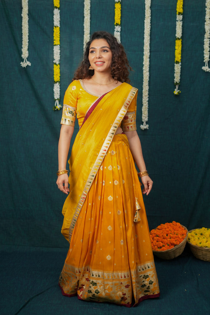 Maithiri Yellow Half Saree Set | SHOBITAM