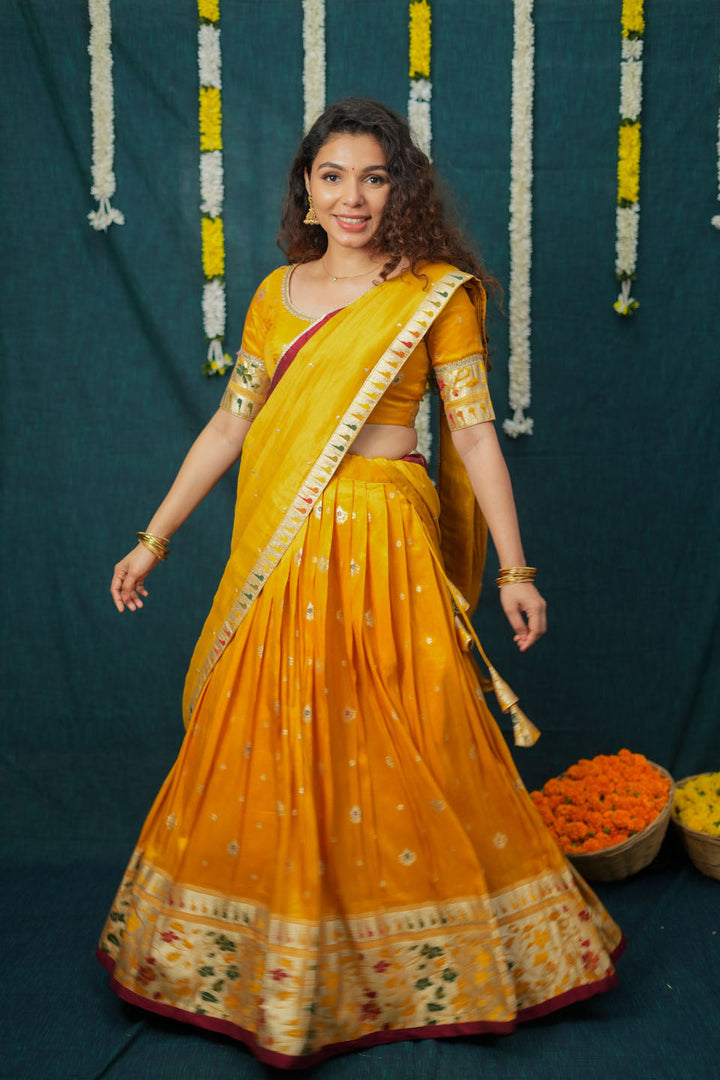 Maithiri Yellow Half Saree Set | SHOBITAM