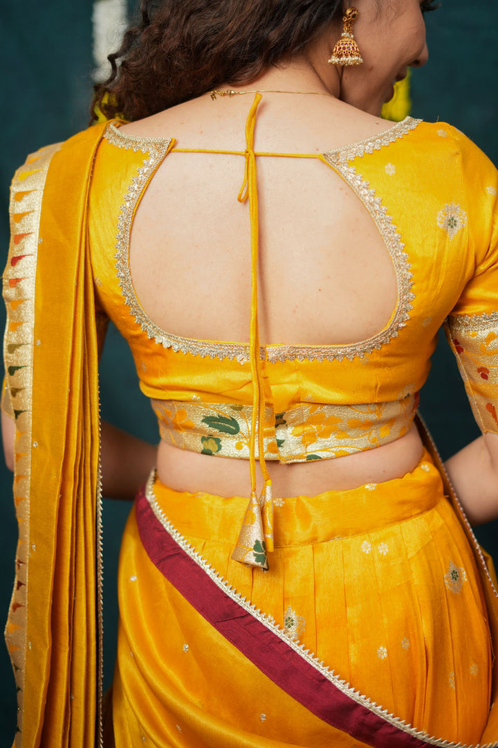 Maithiri Yellow Half Saree Set | SHOBITAM