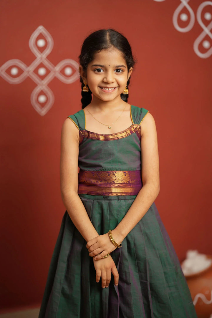 Madhuri Peacock Green Lehenga Mini (Set of 2) | Made To Order