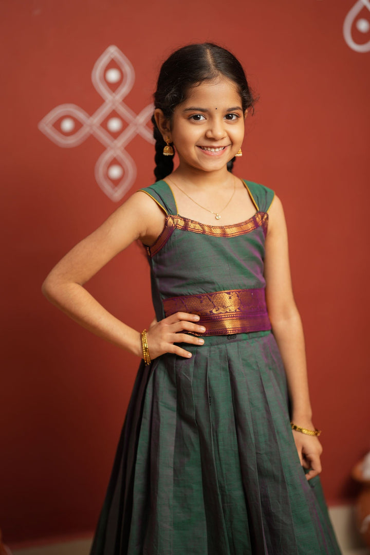 Madhuri Peacock Green Lehenga Mini (Set of 2) | SHOBITAM