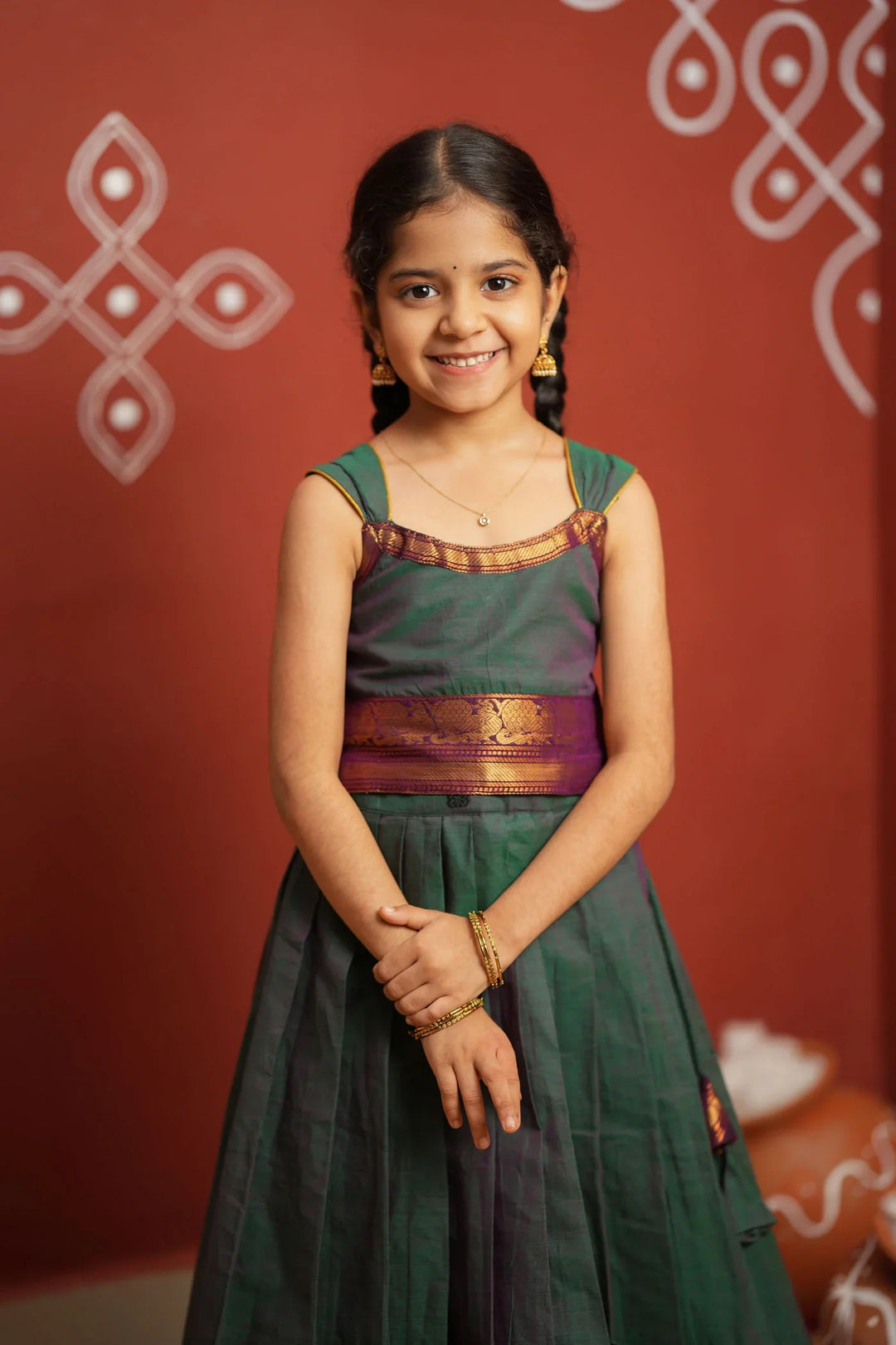 Madhuri Peacock Green Lehenga Mini (Set of 2) | Made To Order