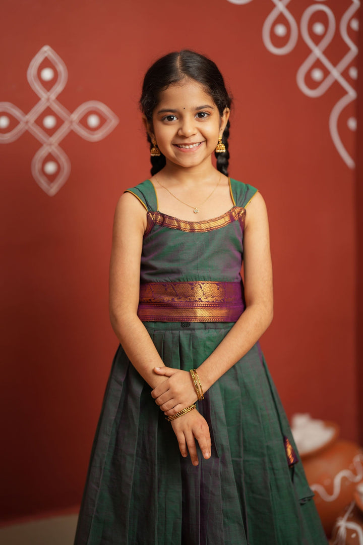 Madhuri Peacock Green Lehenga Mini (Set of 2) | SHOBITAM