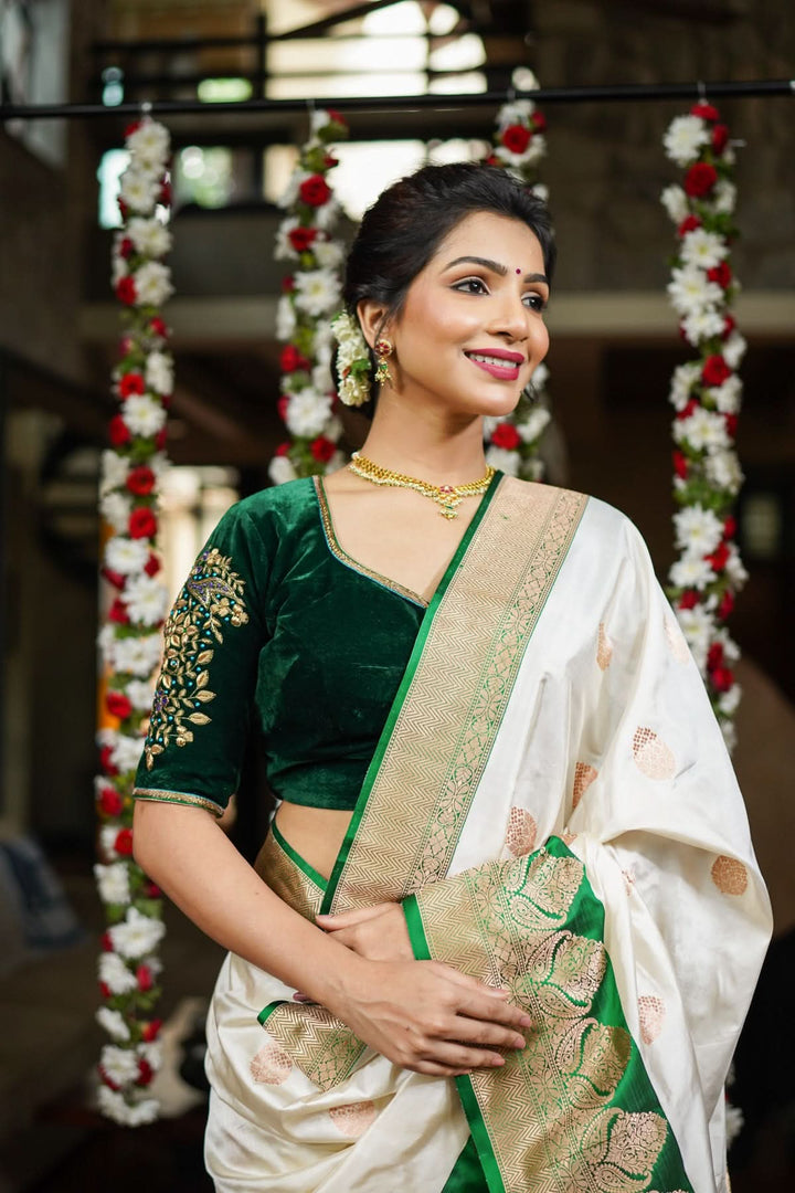 Green Velvet Blouse with Zardosi Work   Mix and Match Blouse for saree, Made to Order