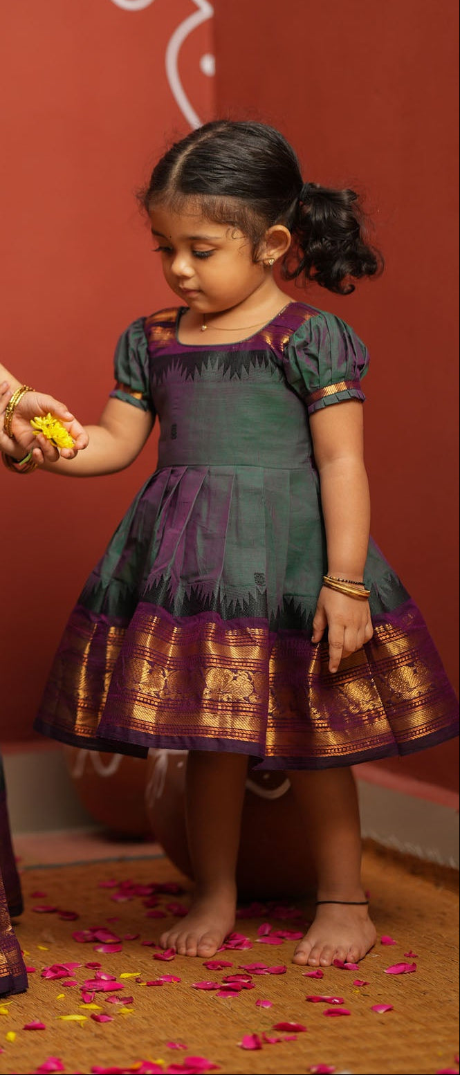 Madhuri Peacock Green frock mini | SHOBITAM