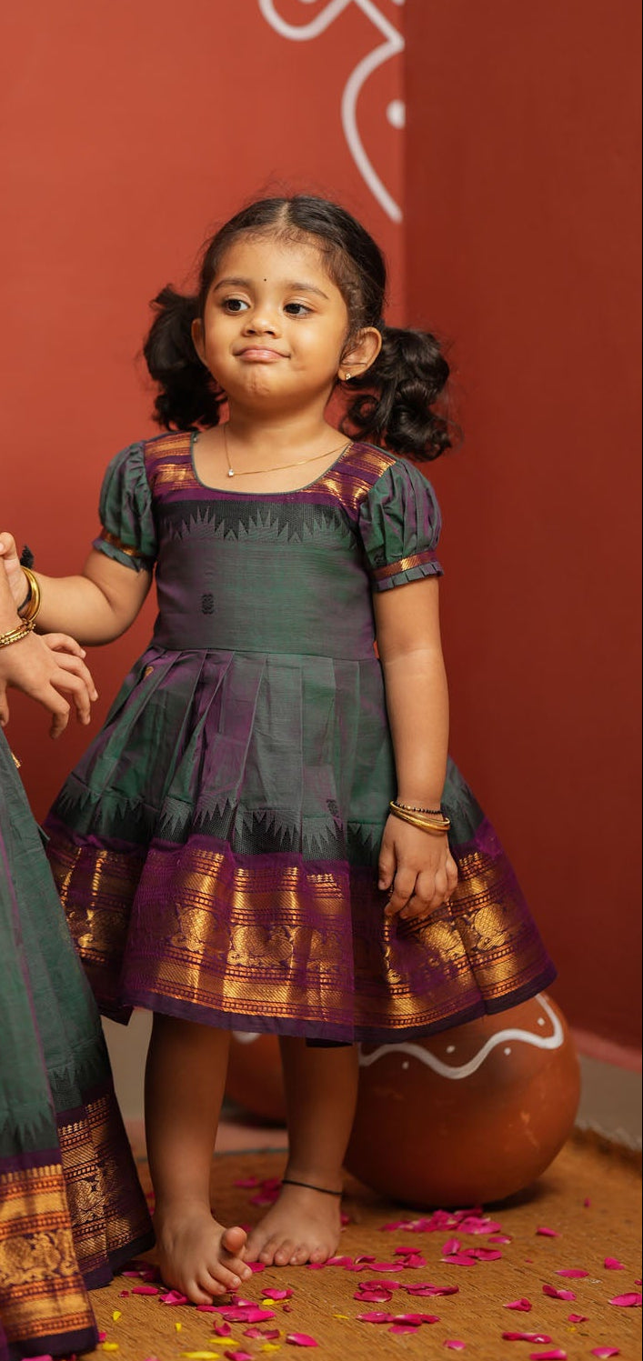 Madhuri Peacock Green frock mini | SHOBITAM