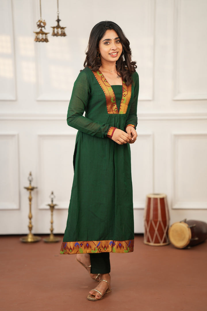Brindha Green kurta set (Set of 3)|Made To Order