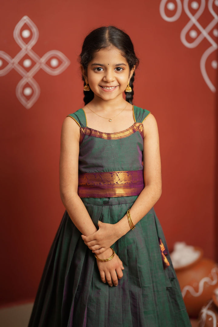 Madhuri Peacock Green Lehenga Mini (Set of 2) | SHOBITAM