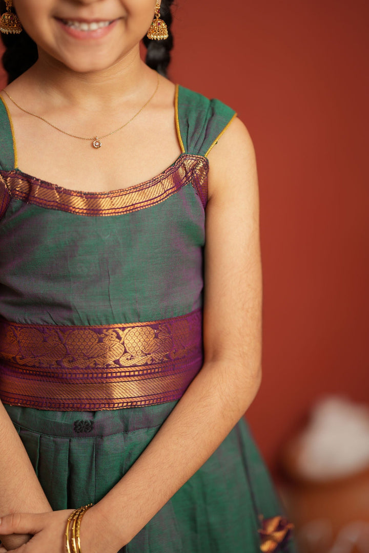 Madhuri Peacock Green Lehenga Mini (Set of 2) | Made To Order