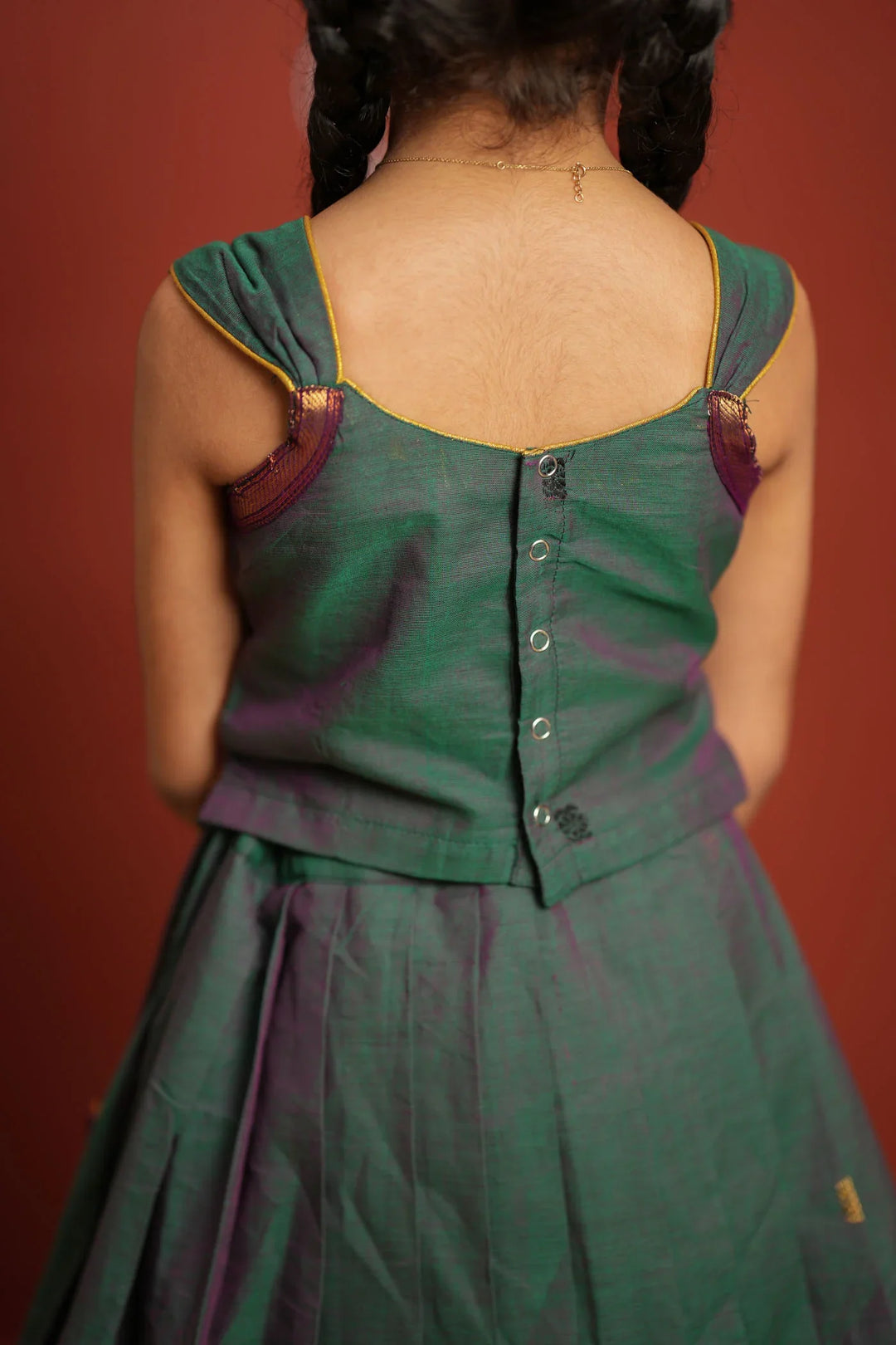 Madhuri Peacock Green Lehenga Mini (Set of 2) | Made To Order