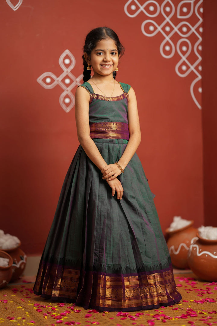 Madhuri Peacock Green Lehenga Mini (Set of 2) | SHOBITAM