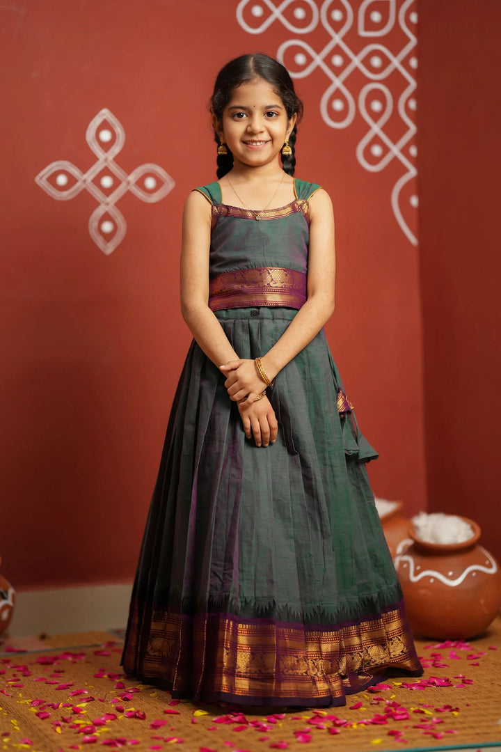 Madhuri Peacock Green Lehenga Mini (Set of 2) | Made To Order