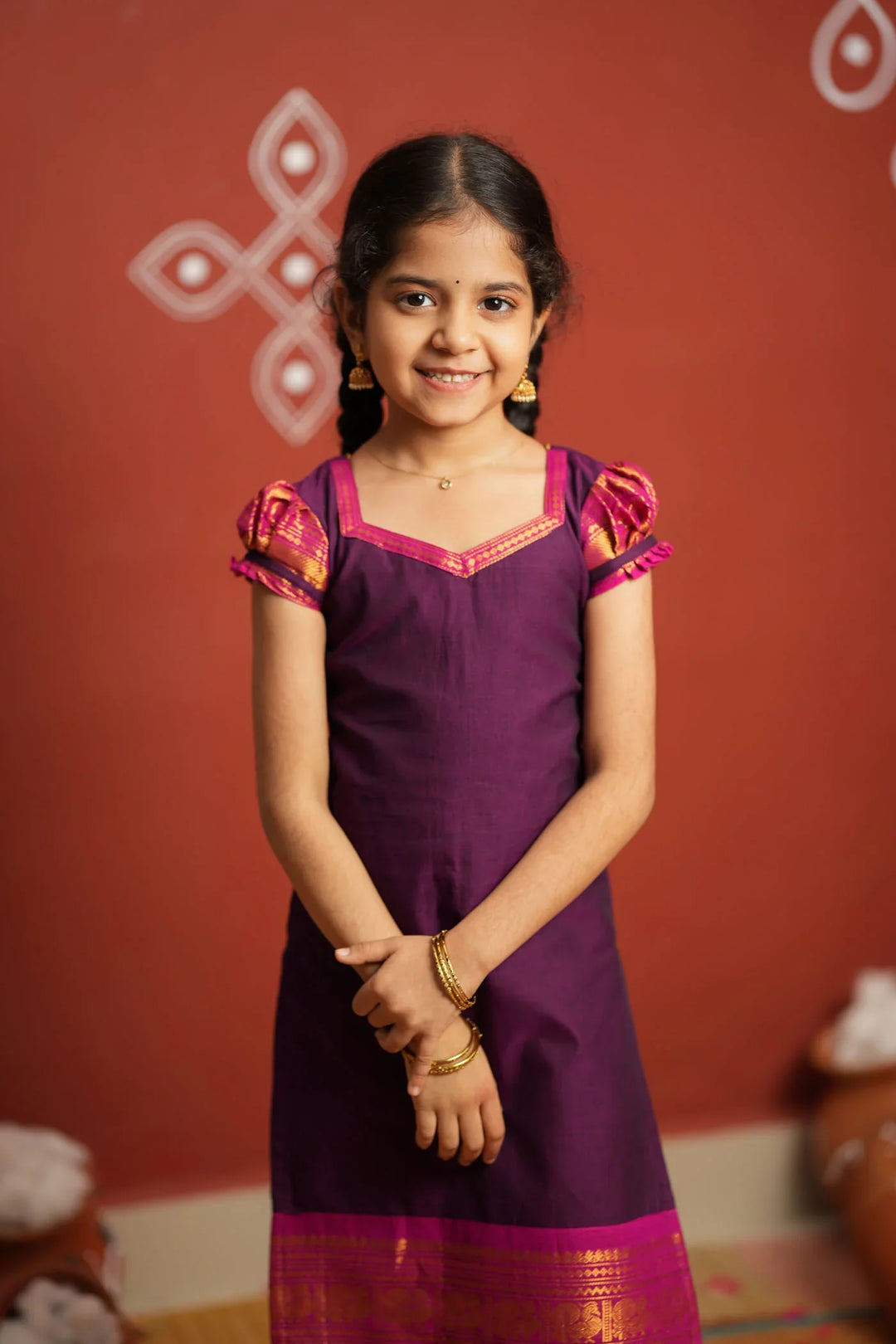 Tamizh Violet Kurti set Mini (Set of 2) | Made To Order