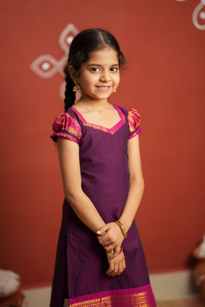 Tamizh Violet Kurti set Mini (Set of 2) | Made to Order | SHOBITAM