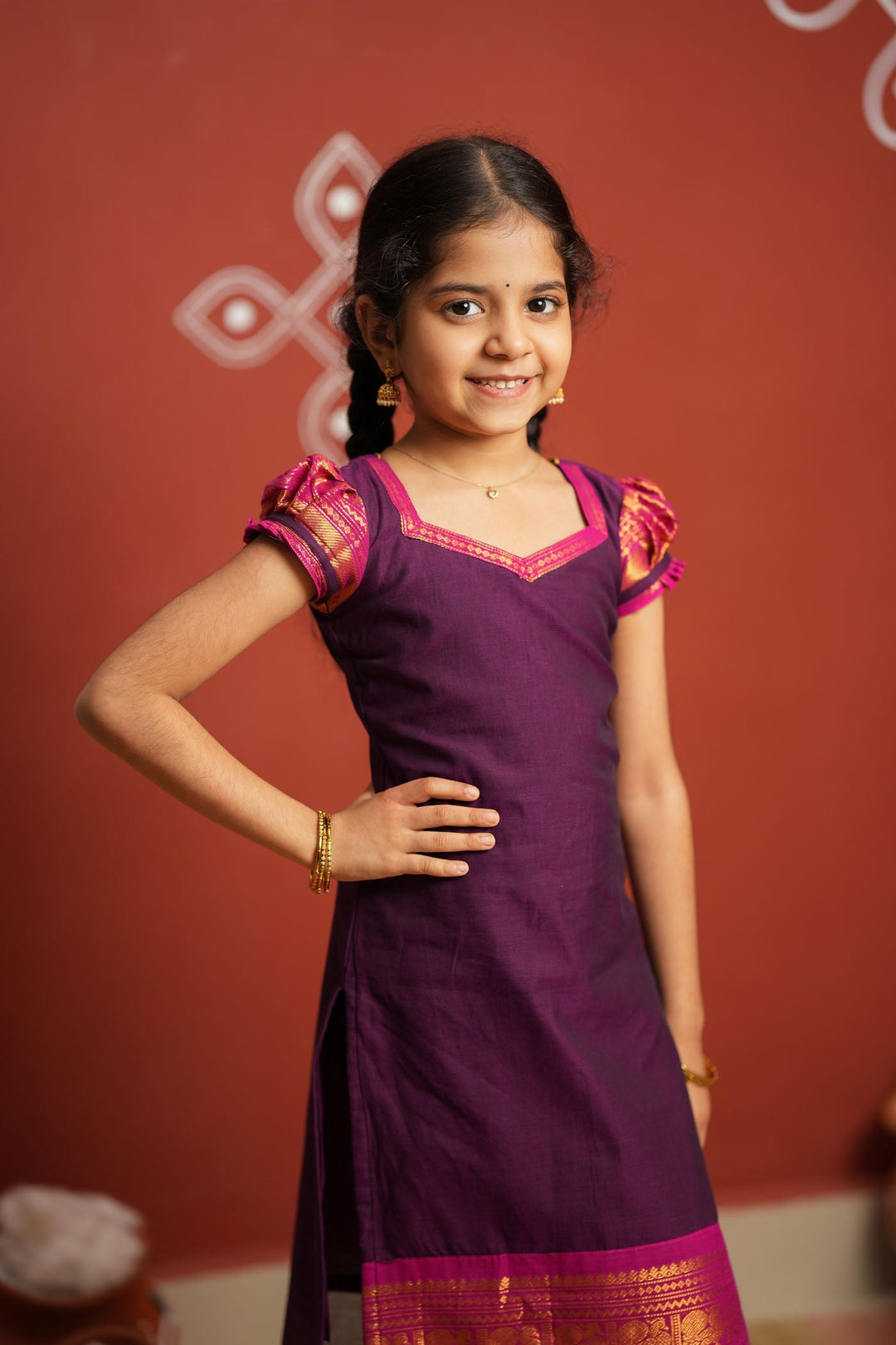 Tamizh Violet Kurti set Mini (Set of 2) | Made to Order | SHOBITAM