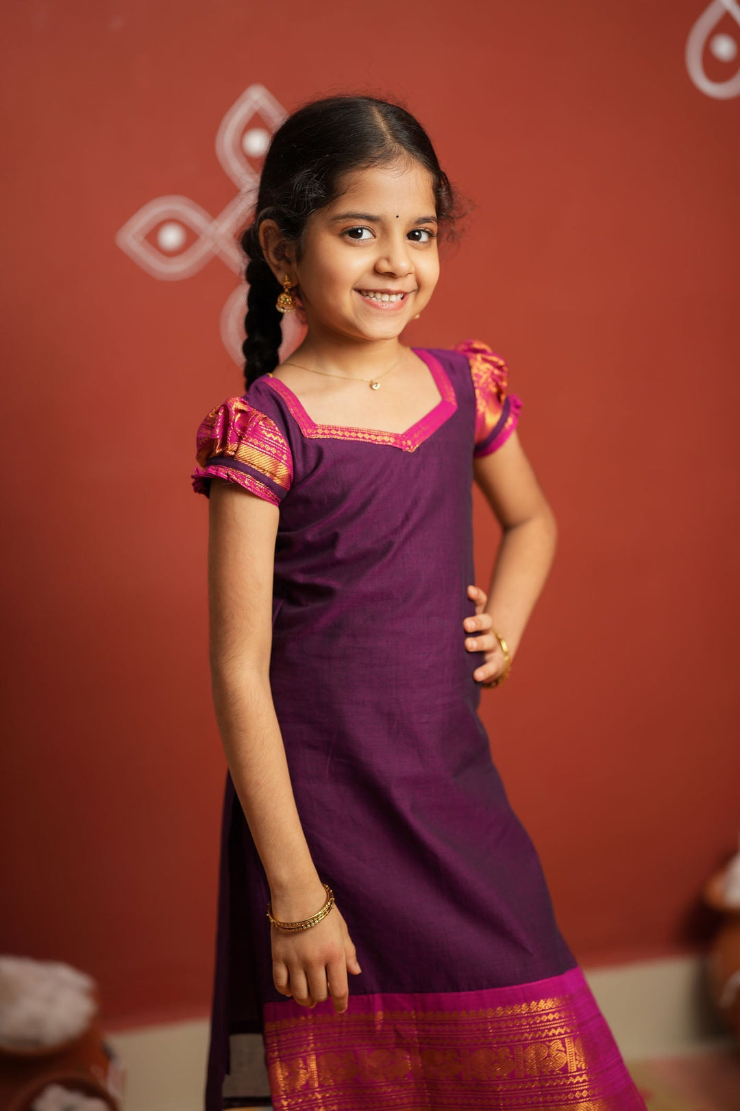 Tamizh Violet Kurti set Mini (Set of 2) | Made to Order | SHOBITAM