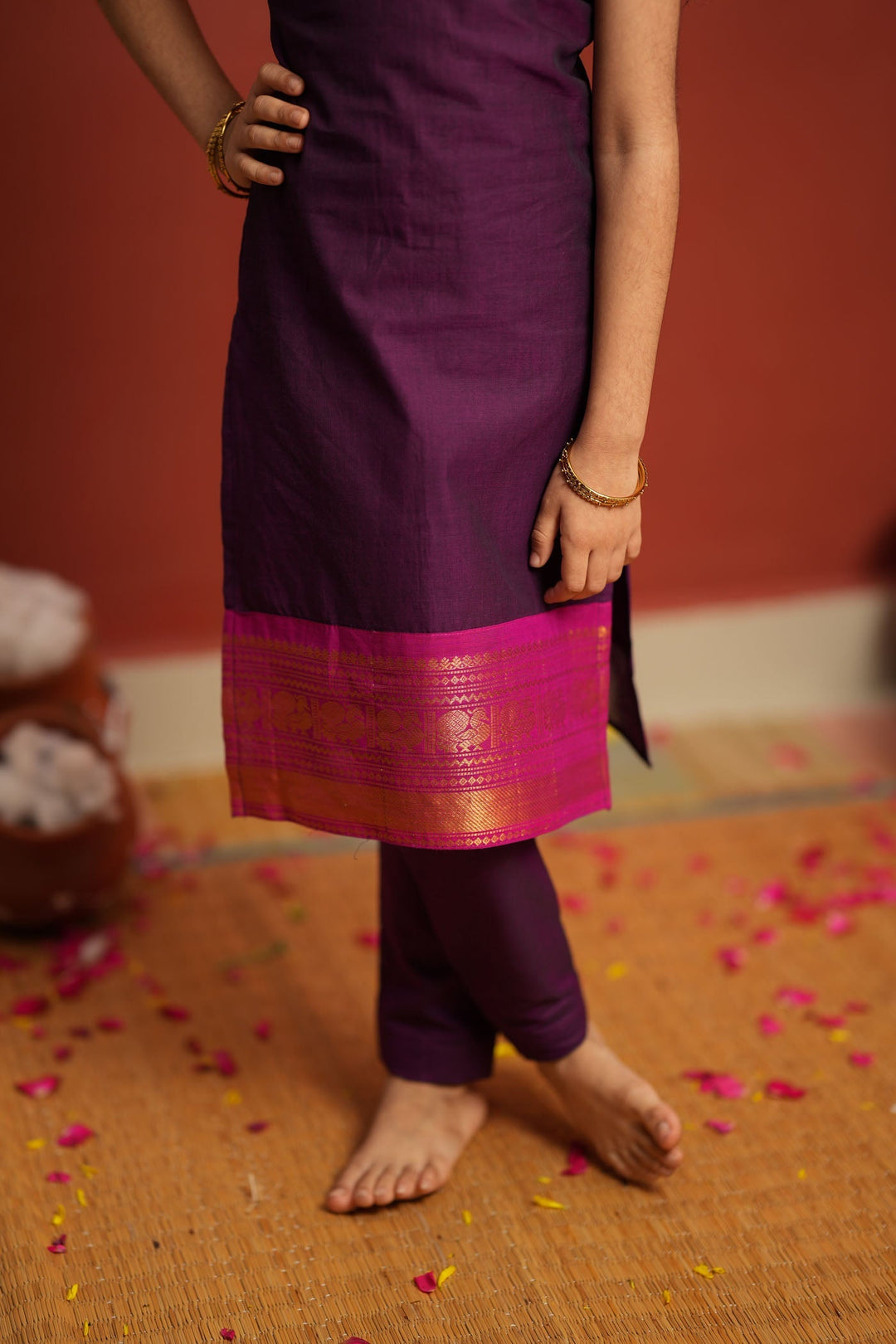 Tamizh Violet Kurti set Mini (Set of 2) | Made to Order | SHOBITAM