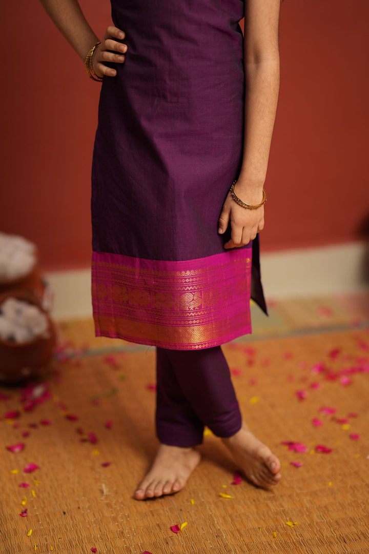 Tamizh Violet Kurti set Mini (Set of 2) | Made to Order | SHOBITAM