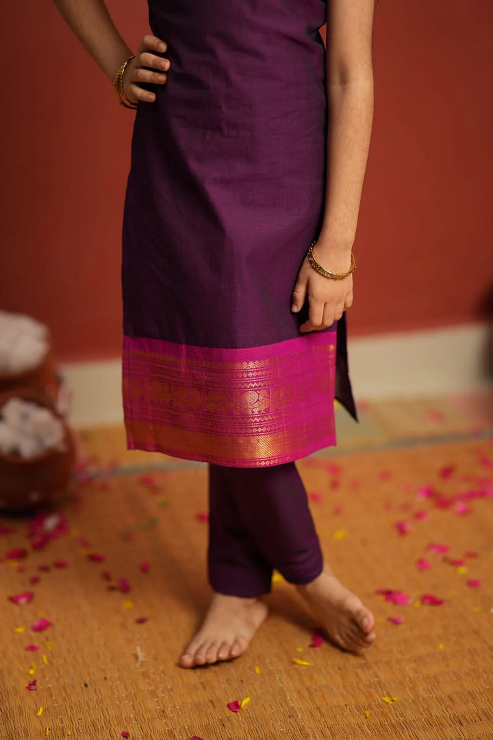 Tamizh Violet Kurti set Mini (Set of 2) | Made To Order