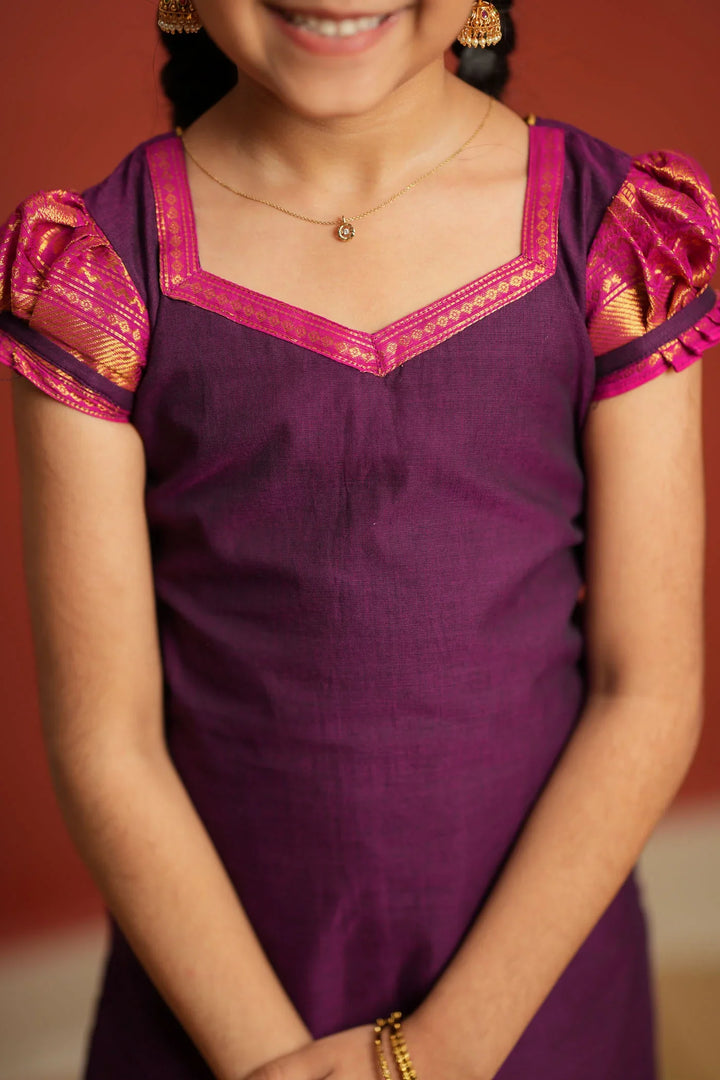 Tamizh Violet Kurti set Mini (Set of 2) | Made To Order