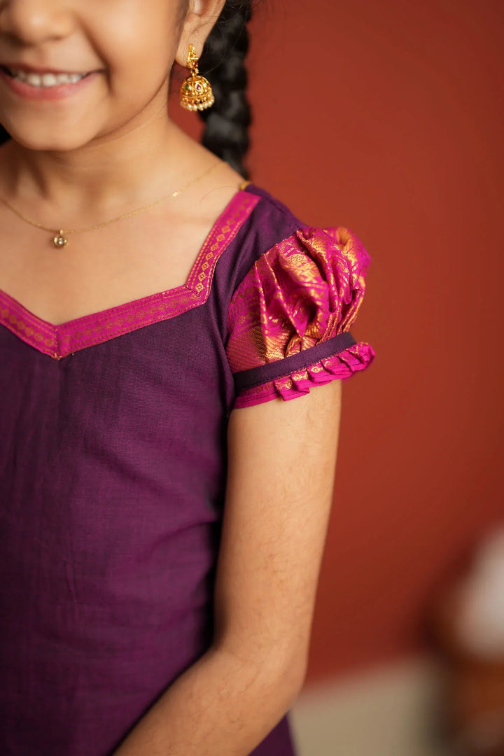 Tamizh Violet Kurti set Mini (Set of 2) | Made To Order