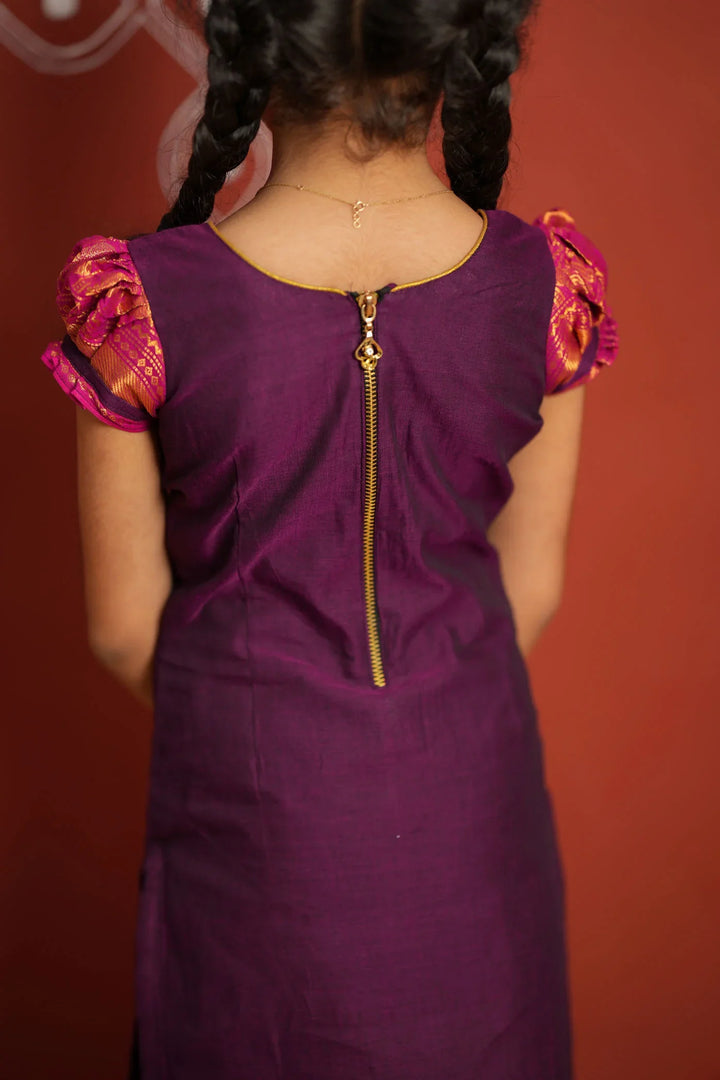 Tamizh Violet Kurti set Mini (Set of 2) | Made To Order