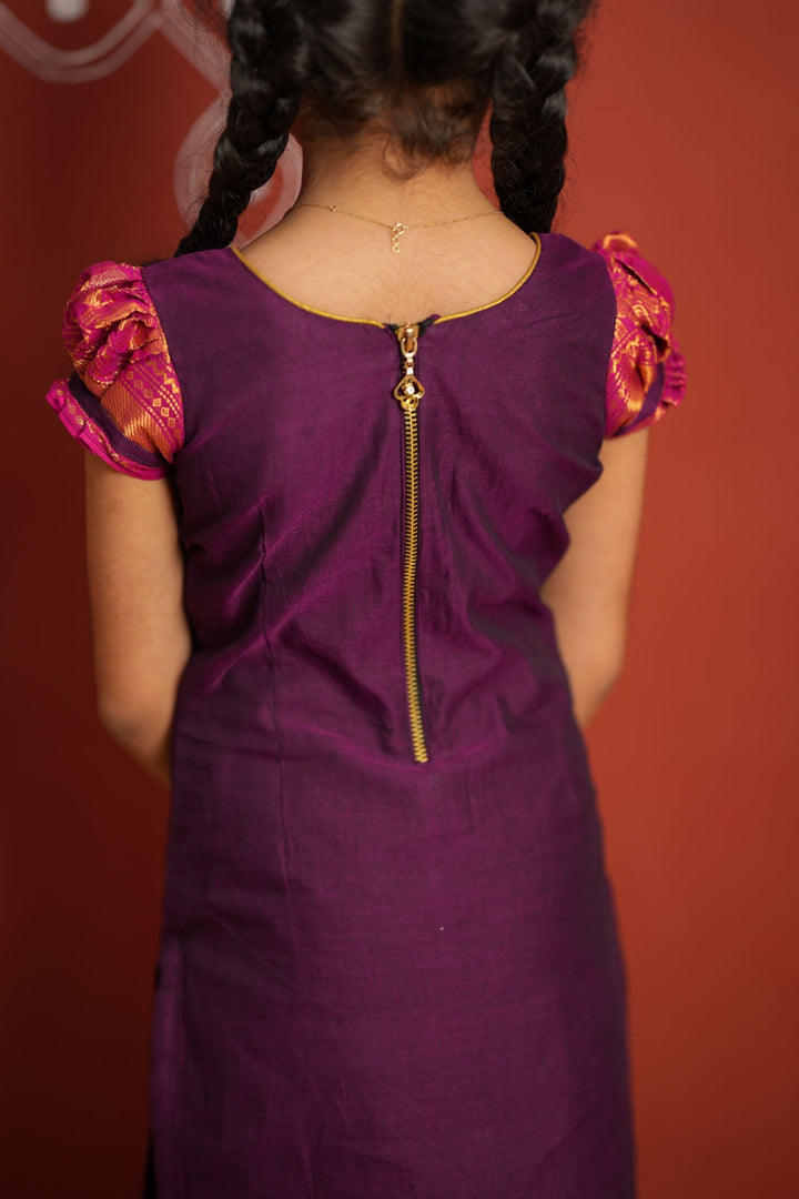 Tamizh Violet Kurti set Mini (Set of 2) | Made to Order | SHOBITAM