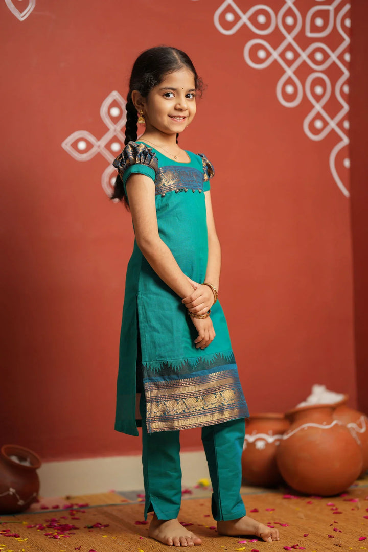Madhuri Blue Kurti set Mini (Set of 2) | Made To Order