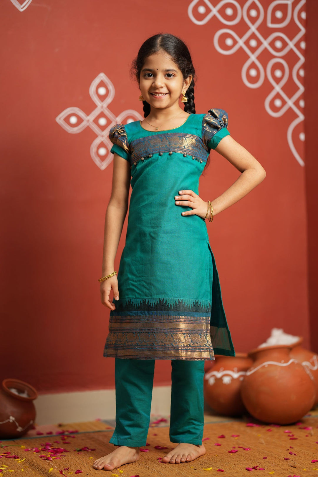Madhuri Blue Kurti set Mini (Set of 2)  | Made to Order | SHOBITAM