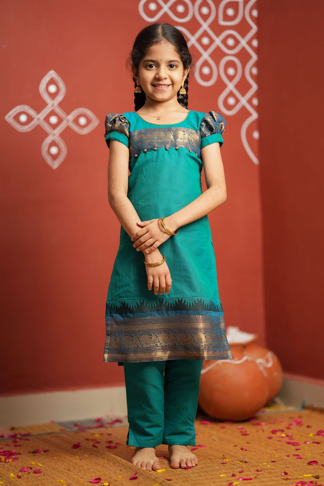 Madhuri Blue Kurti set Mini (Set of 2)  | Made to Order | SHOBITAM