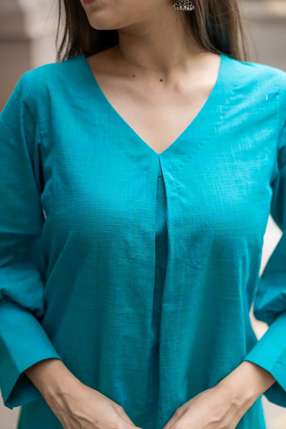 Turquoise Blue Pure Cotton Co-ord Set | SHOBITAM
