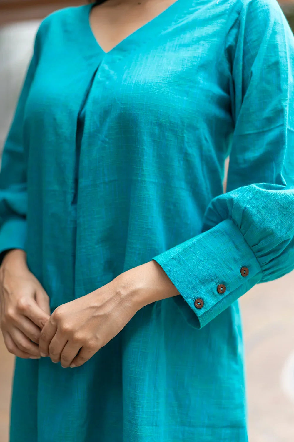 Turquoise Blue Pure Cotton Co-ord Set | SHOBITAM