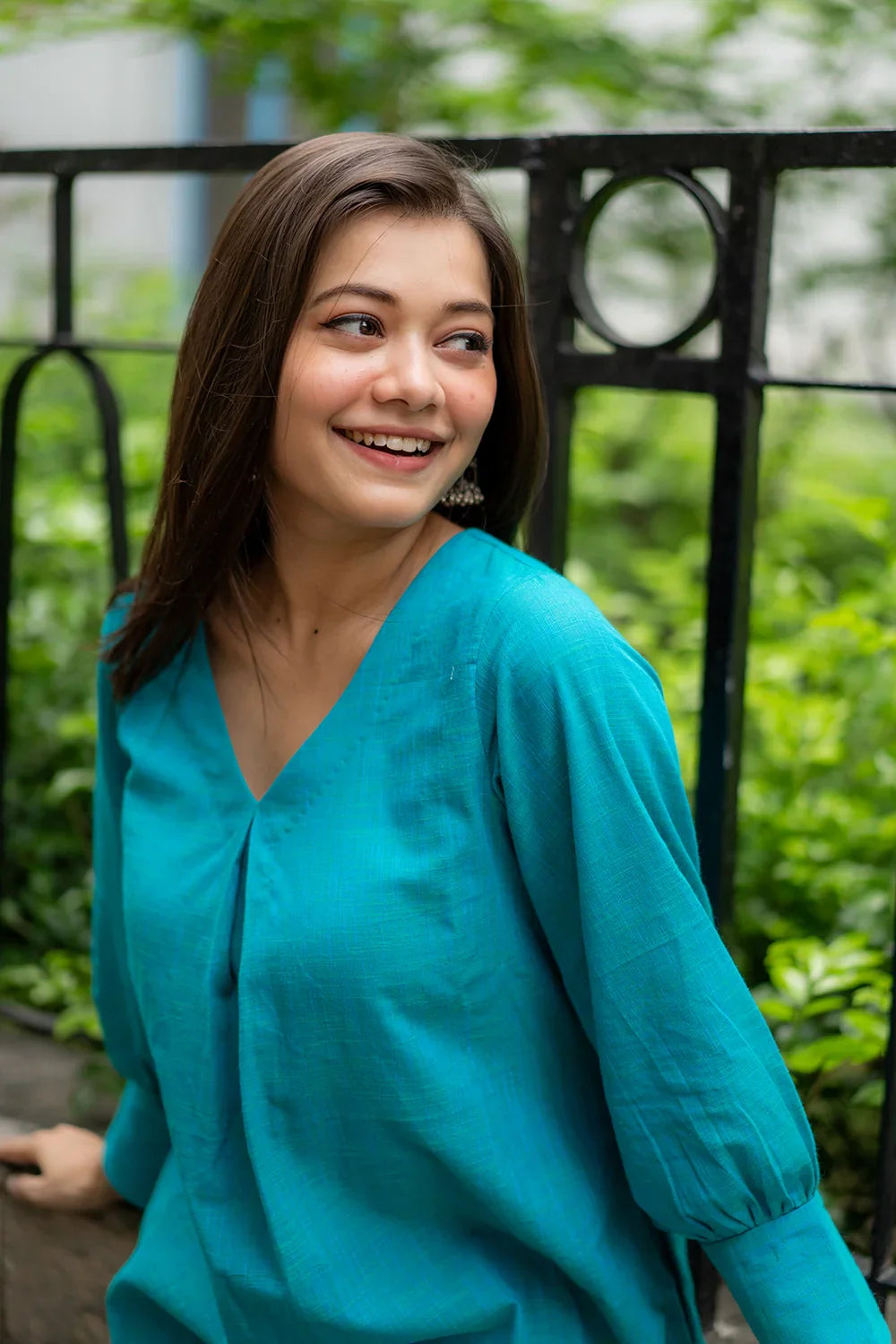 Turquoise Blue Pure Cotton Co-ord Set | SHOBITAM