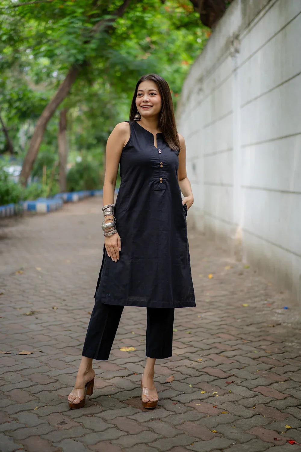 Black Khadi Cotton Co-ord Set | SHOBITAM
