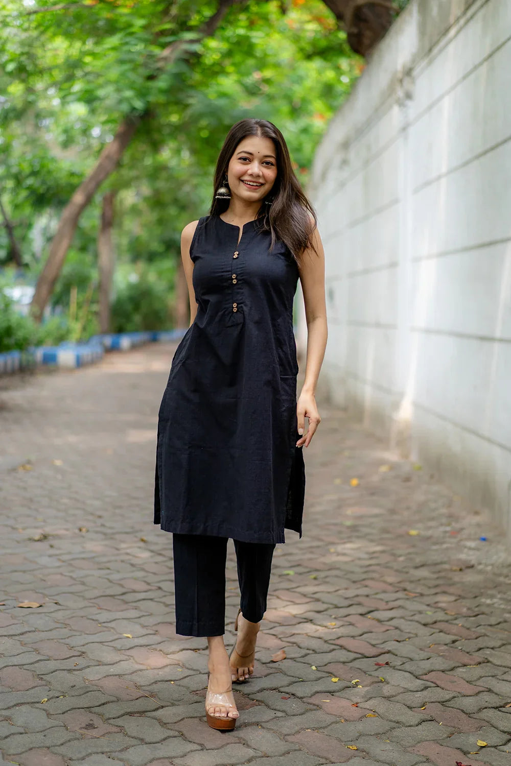 Black Khadi Cotton Co-ord Set | SHOBITAM
