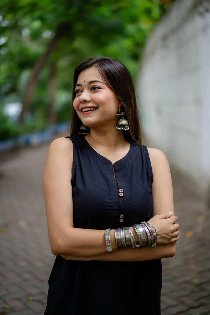 Black Khadi Cotton Co-ord Set | SHOBITAM