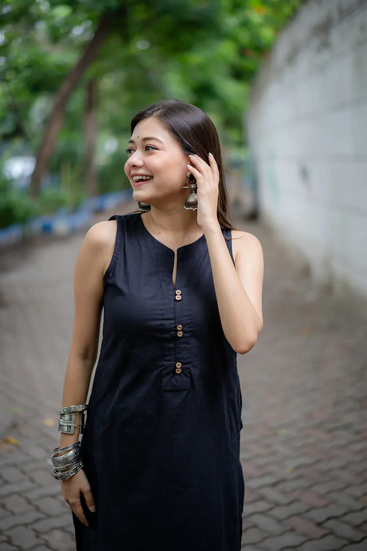 Black Khadi Cotton Co-ord Set | SHOBITAM