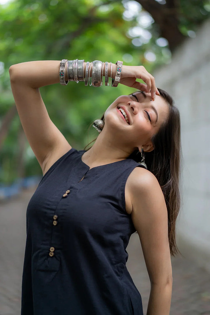 Black Khadi Cotton Co-ord Set | SHOBITAM