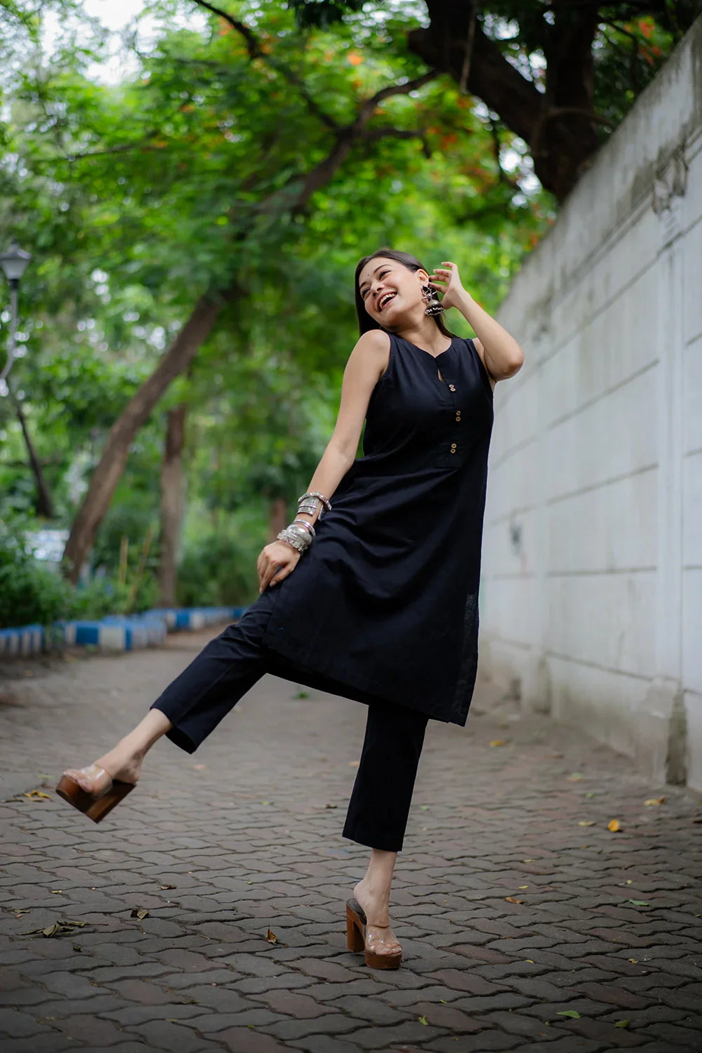 Black Khadi Cotton Co-ord Set | SHOBITAM
