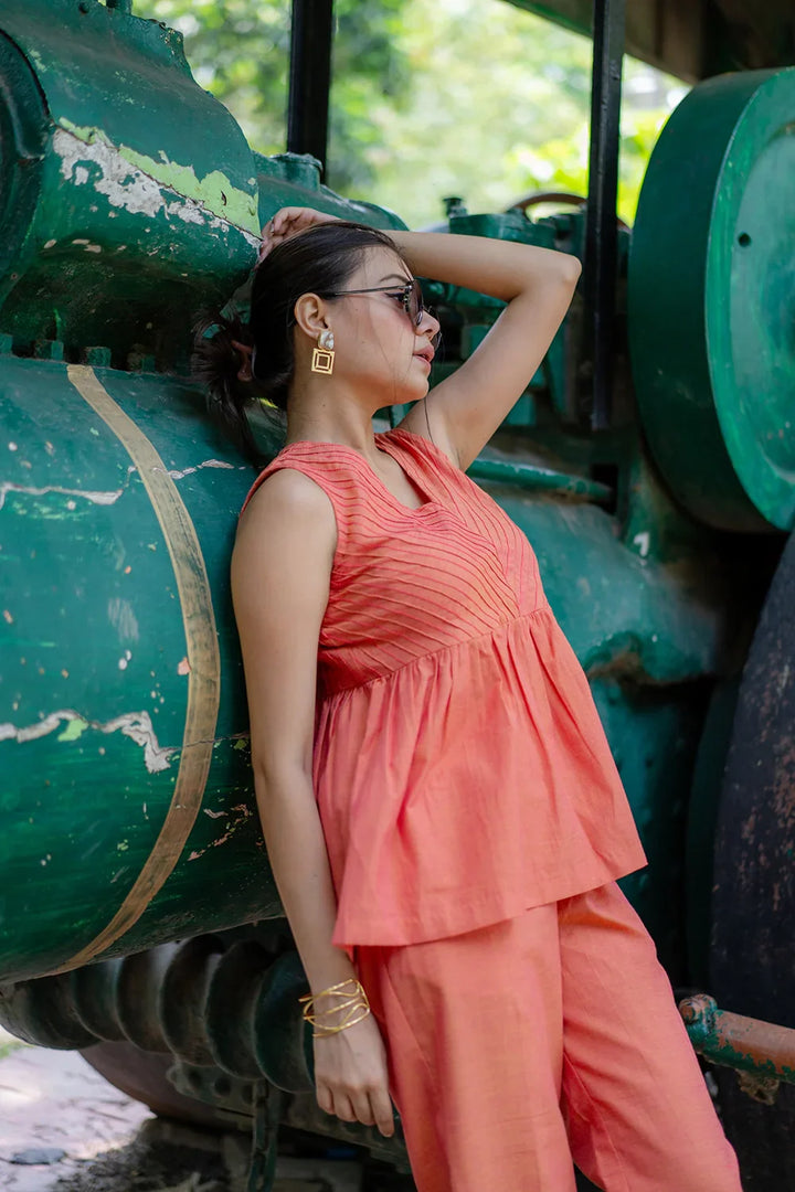 Gajri Malai Cotton Co-ord Set | SHOBITAM