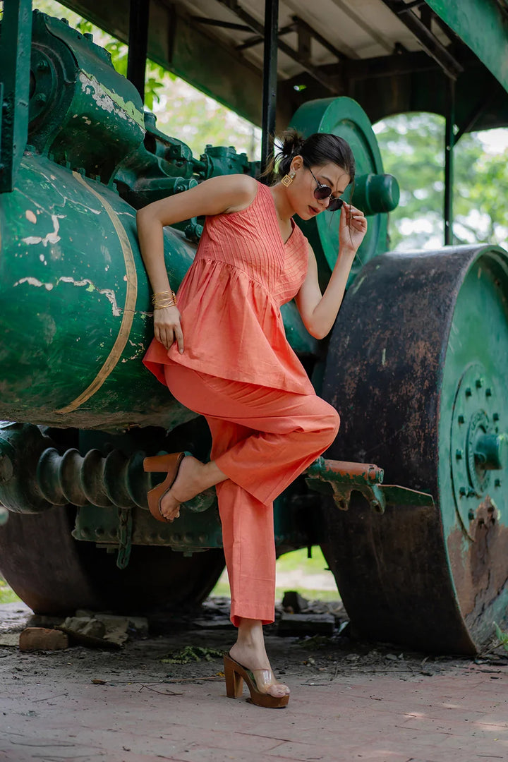Gajri Malai Cotton Co-ord Set | SHOBITAM