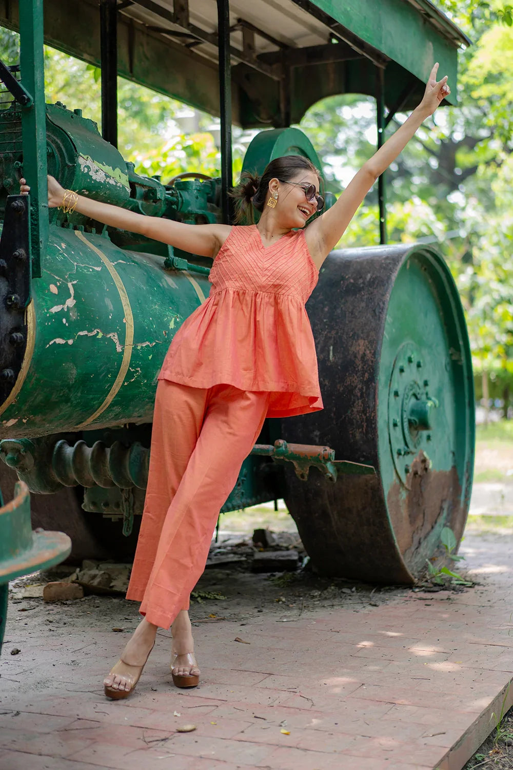 Gajri Malai Cotton Co-ord Set | SHOBITAM