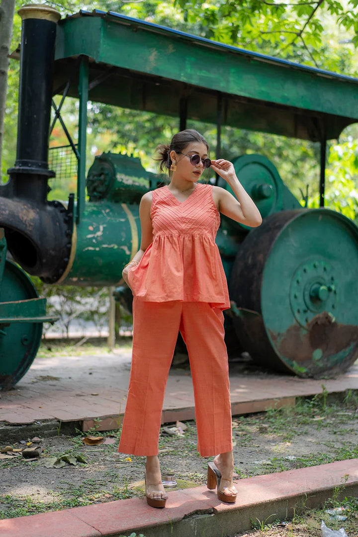 Gajri Malai Cotton Co-ord Set | SHOBITAM